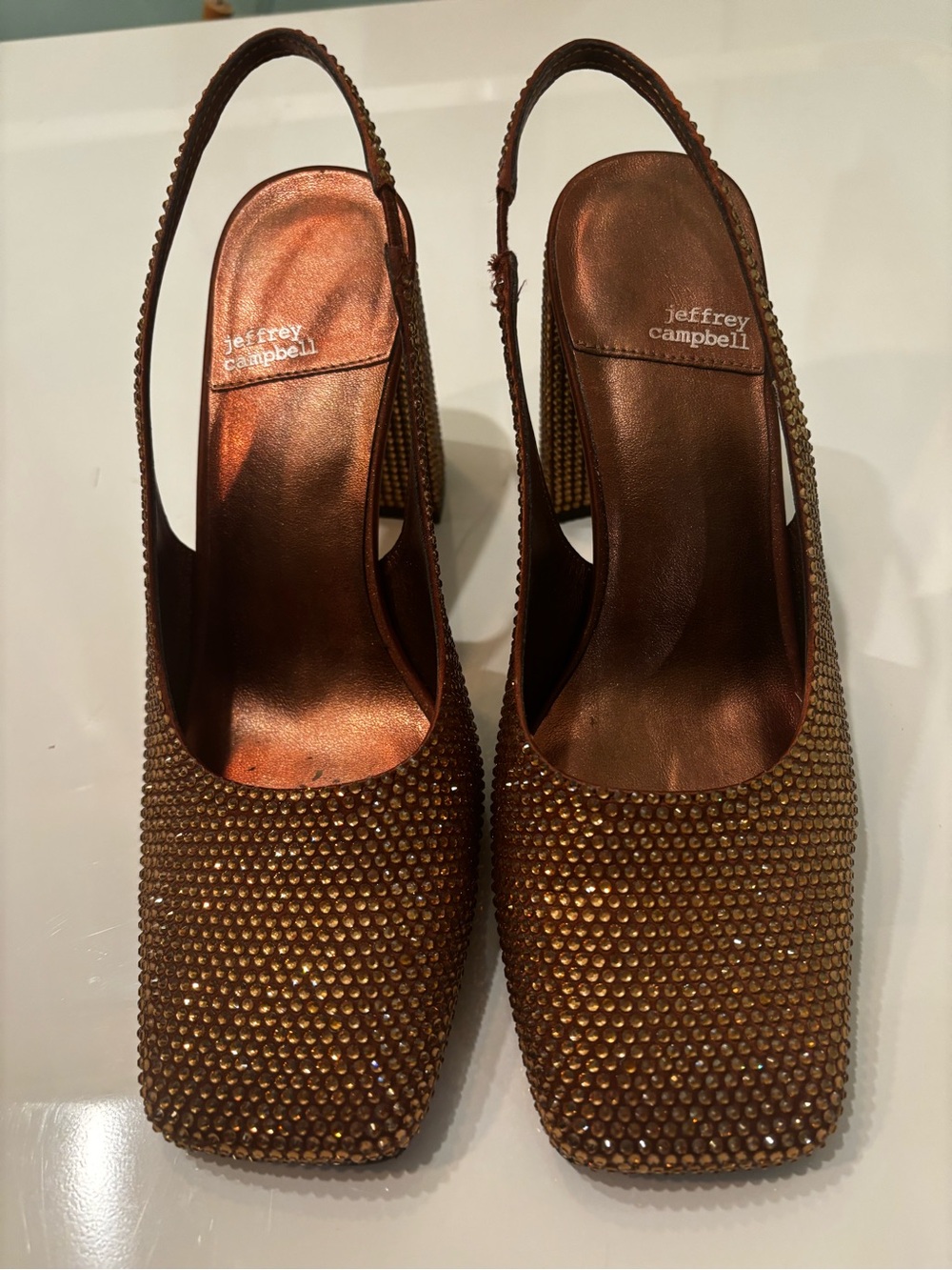Jeffrey Campbell Women's Copper Crystal Slingback Heels